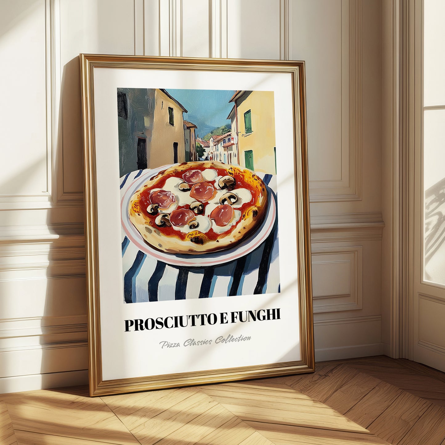 Pizza Prosciutto E Funghi – Italian Urban Café Scene, Pizza Wall Decor