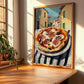 Pizza Prosciutto E Funghi – Italian Urban Café Scene, Pizza Wall Decor, clean layout with no caption