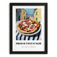 Pizza Prosciutto E Funghi – Italian Urban Café Scene, Pizza Wall Decor, in sleek black frame