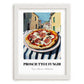 Pizza Prosciutto E Funghi – Italian Urban Café Scene, Pizza Wall Decor, placed in minimal white frame