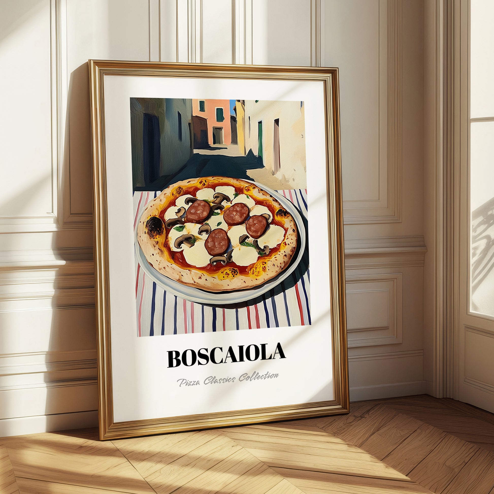 Pizza Boscaiola – Italian Urban Café Scene, Pizza Painting