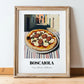 Pizza Boscaiola – Italian Urban Café Scene, Pizza Painting, in wooden frame leaning on the floor