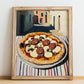 Pizza Boscaiola – Italian Urban Café Scene, Pizza Painting, no-text version framed in wood