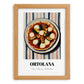 Ortolana – on Striped Tablecloth, Pizza Wall Decor, set in oak frame