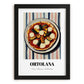 Ortolana – on Striped Tablecloth, Pizza Wall Decor, in sleek black frame