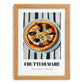 Frutti Di Mare – on Striped Tablecloth, Pizza Wall Illustration, set in oak frame
