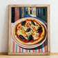 Pizza Frutti Di Mare – Italian Street Café Scene, Pizza Wall Decor, no-text version framed in wood