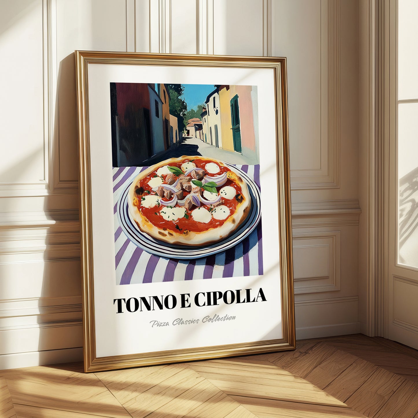 Pizza Tonno E Cipolla – Italian Street Café Scene, Pizza Wall Decor