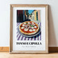 Pizza Tonno E Cipolla – Italian Street Café Scene, Pizza Wall Decor, in wooden frame leaning on the floor