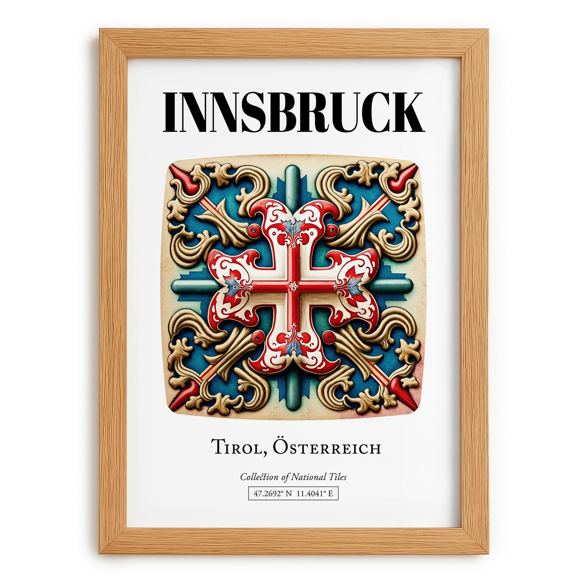 Innsbruck, Austria – Travel Print, set in oak frame