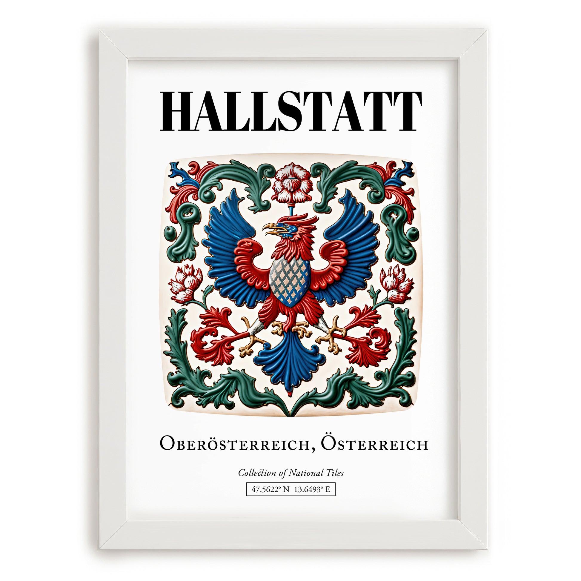 Hallstatt, Austria – Travel Print, placed in minimal white frame