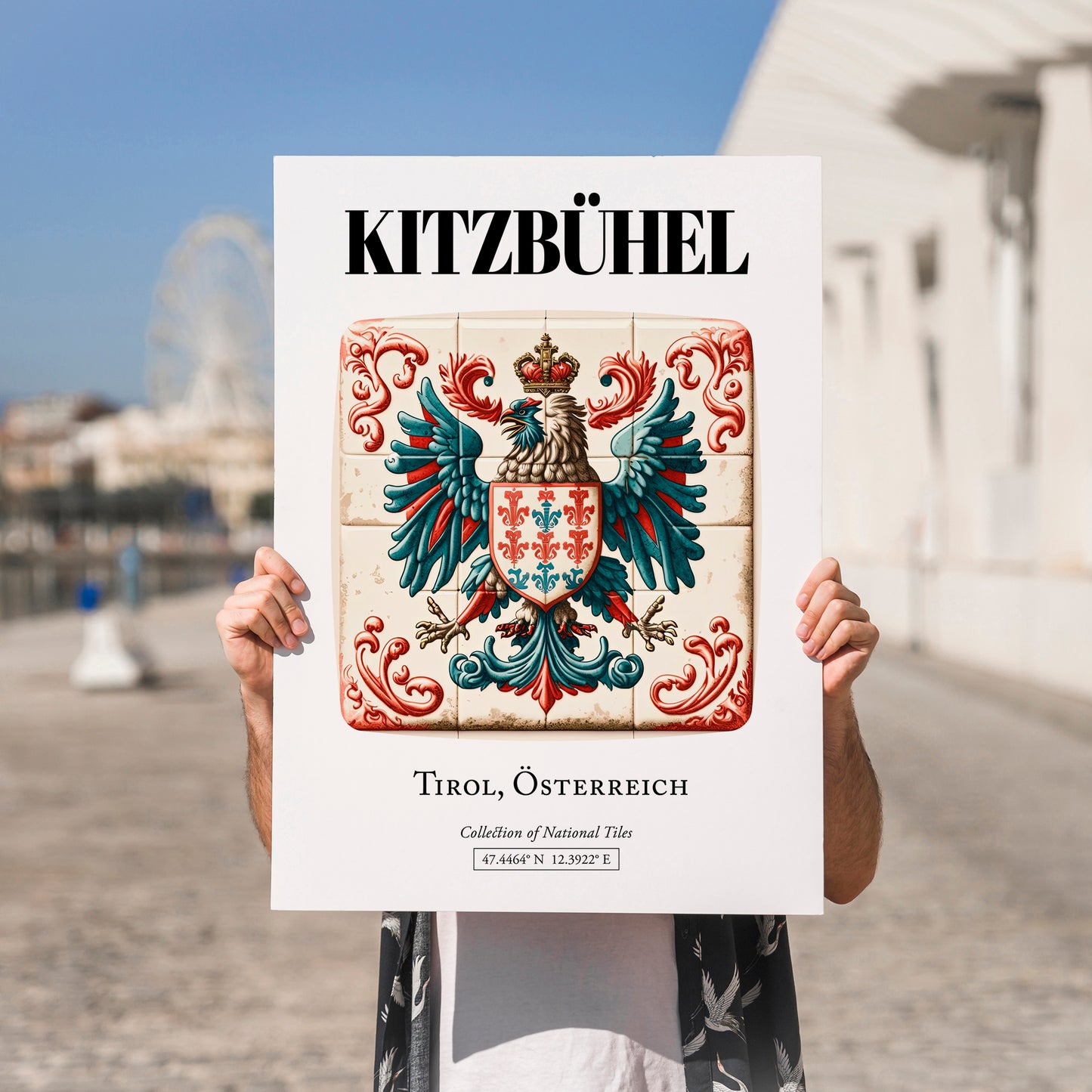 Kitzbühel, Austria – Travel Print, no-text version framed in wood