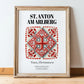 St. Anton Am Arlberg, Austria – Travel Print, in wooden frame leaning on the floor