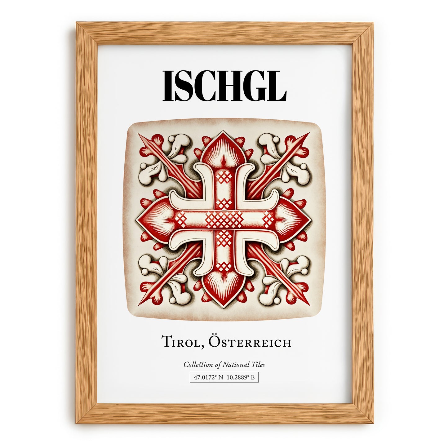Ischgl, Austria – Travel Poster, set in oak frame
