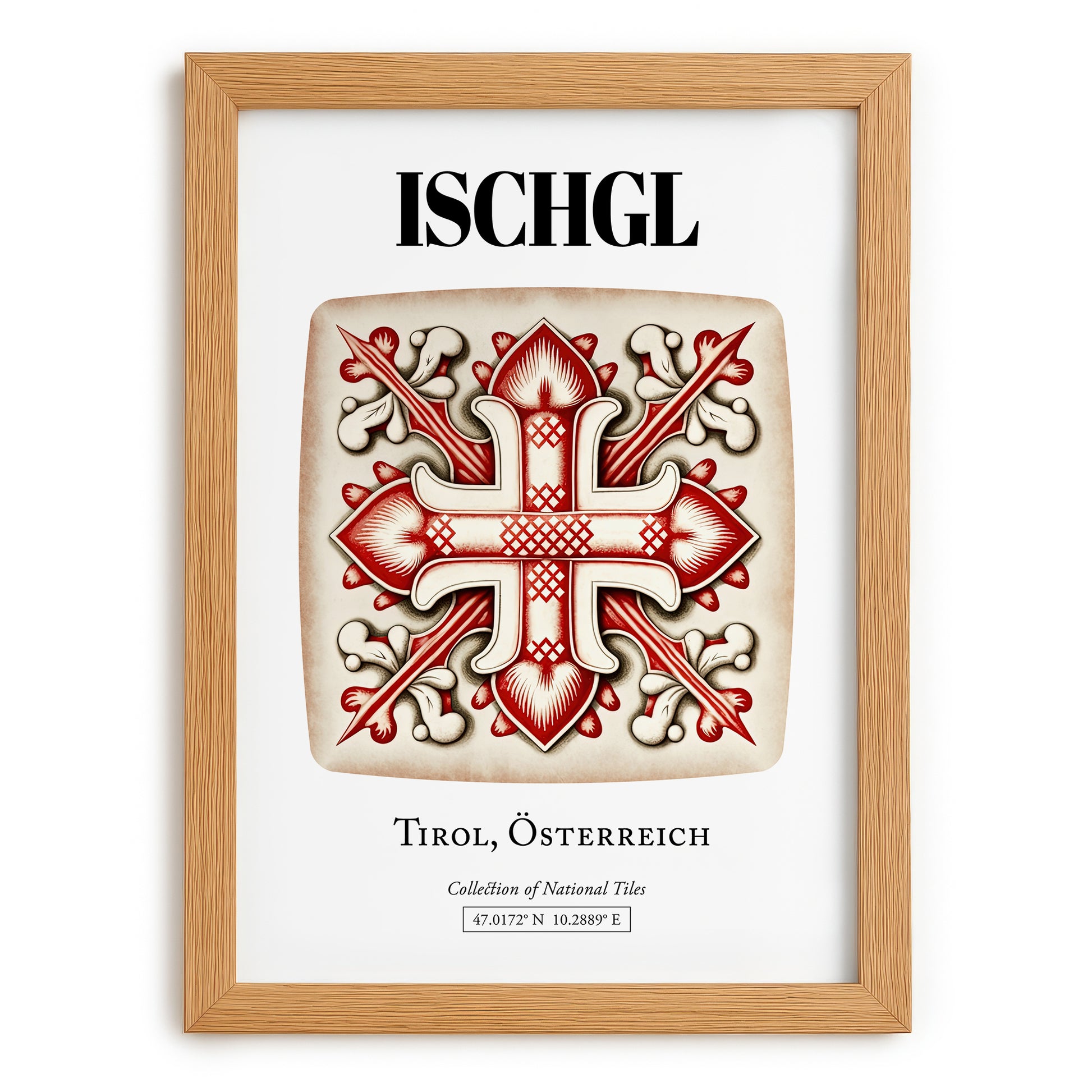 Ischgl, Austria – Travel Poster, set in oak frame