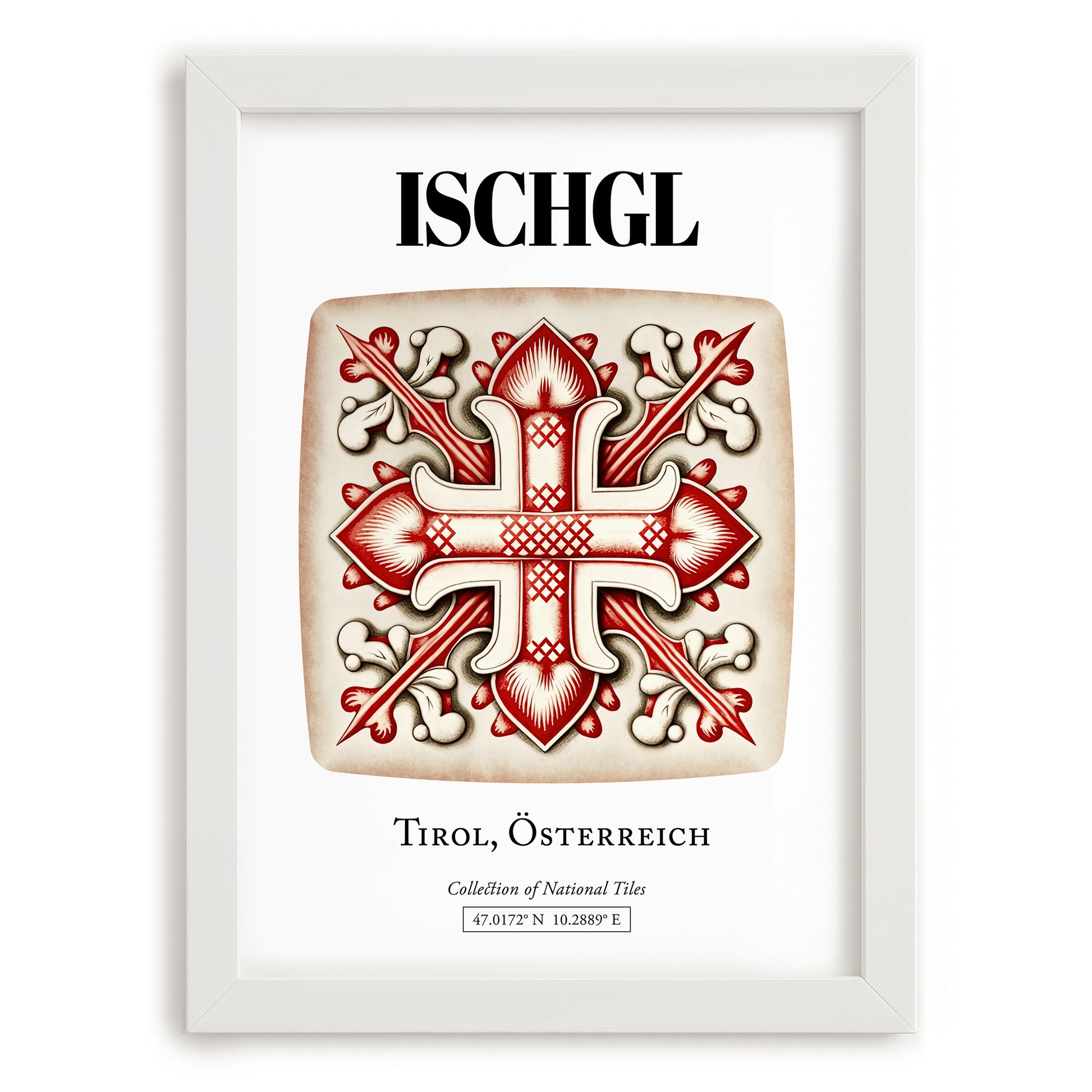 Ischgl, Austria – Travel Poster, placed in minimal white frame