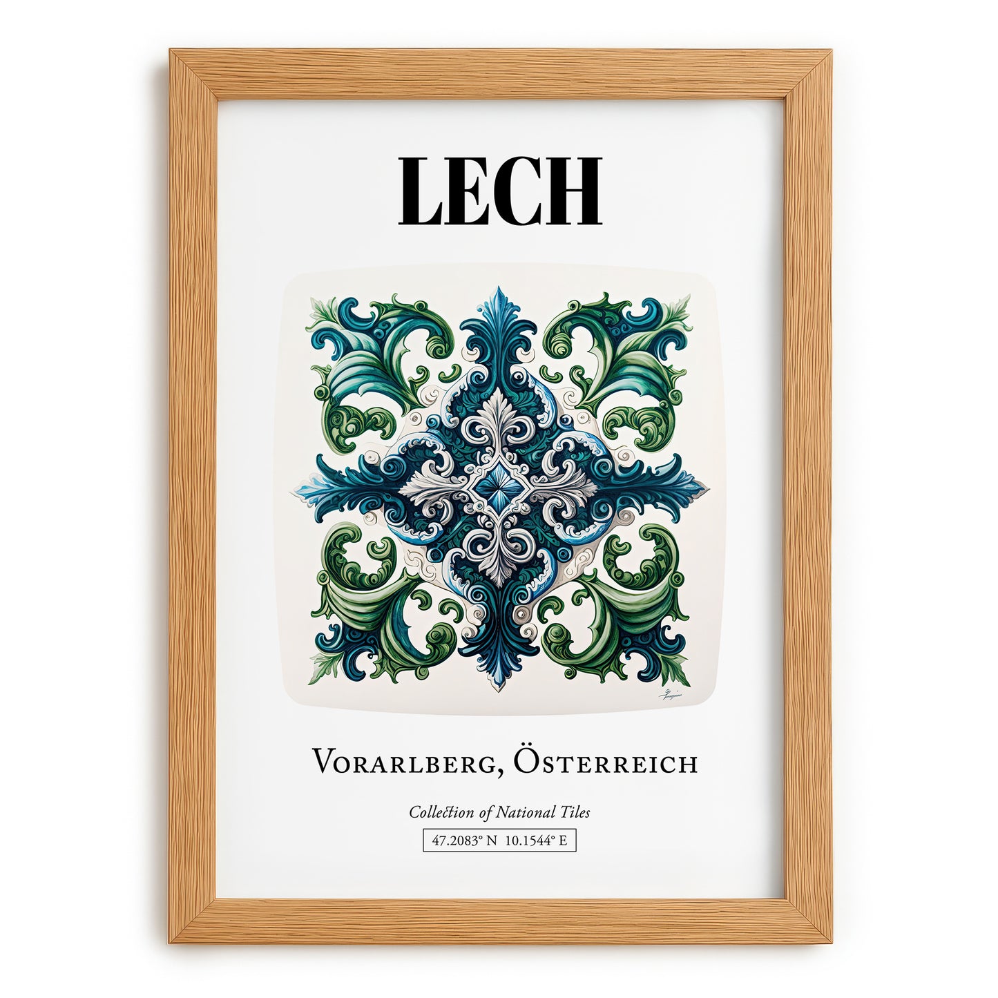 Lech, Austria – Travel Poster, set in oak frame