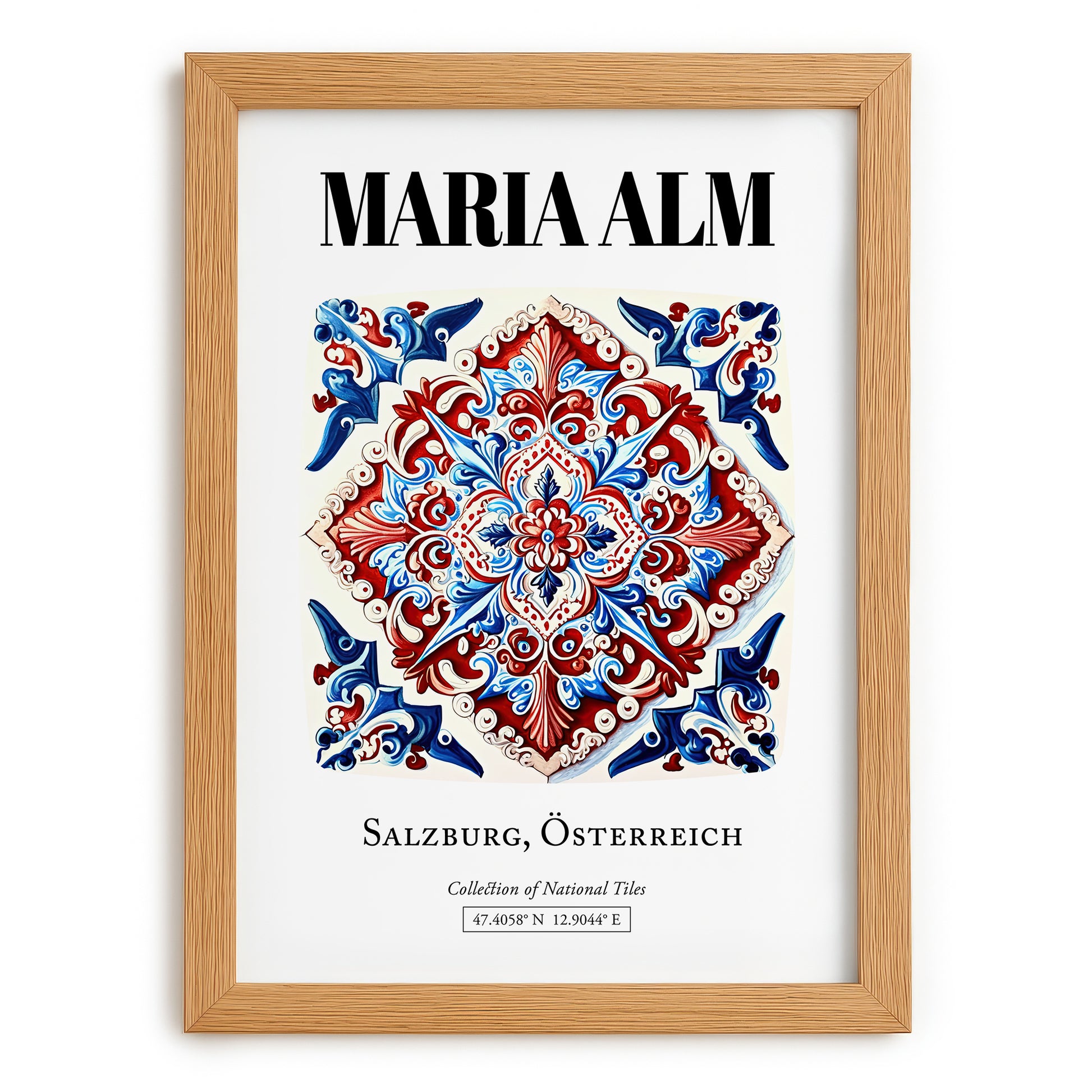 Maria Alm, Austria – Travel Poster, set in oak frame