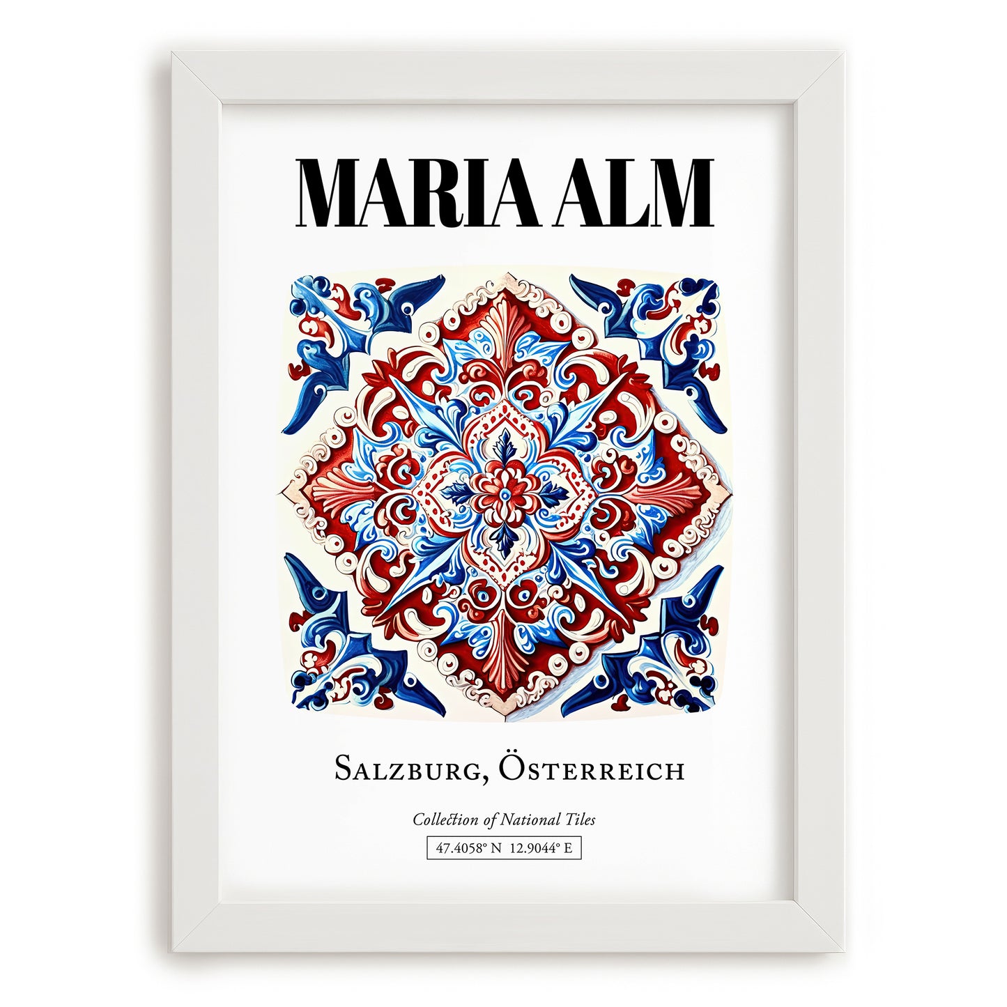 Maria Alm, Austria – Travel Poster, placed in minimal white frame