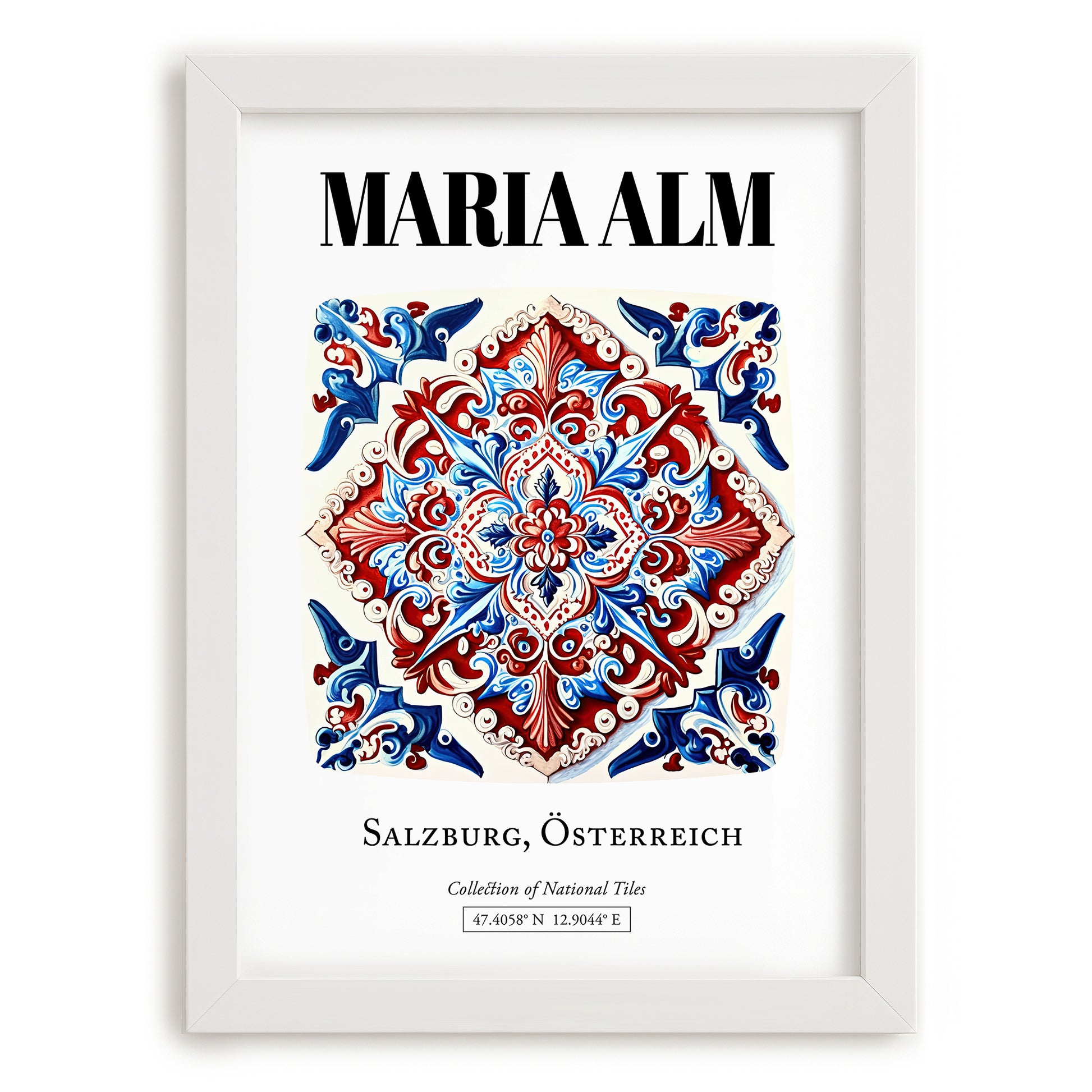 Maria Alm, Austria – Travel Poster, placed in minimal white frame