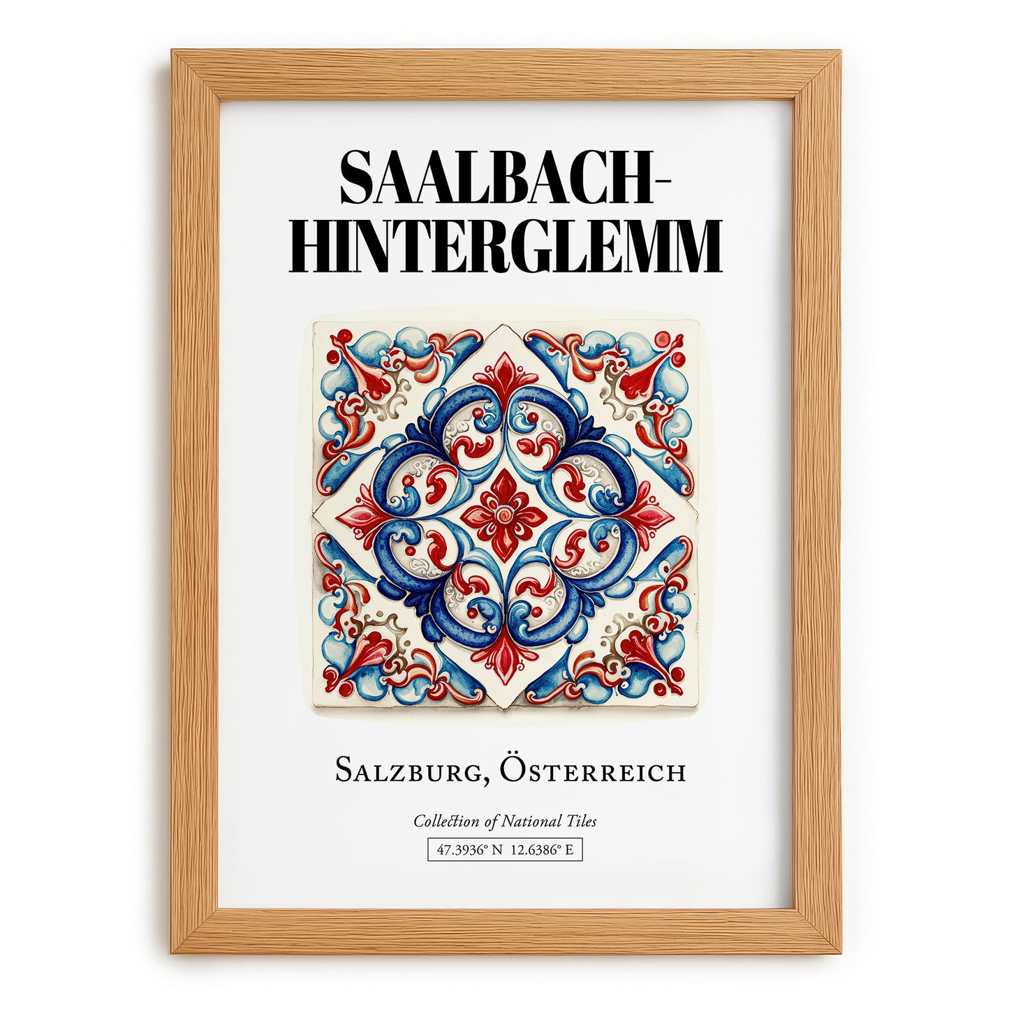 Saalbach-hinterglemm, Austria – Vintage Travel Poster, set in oak frame