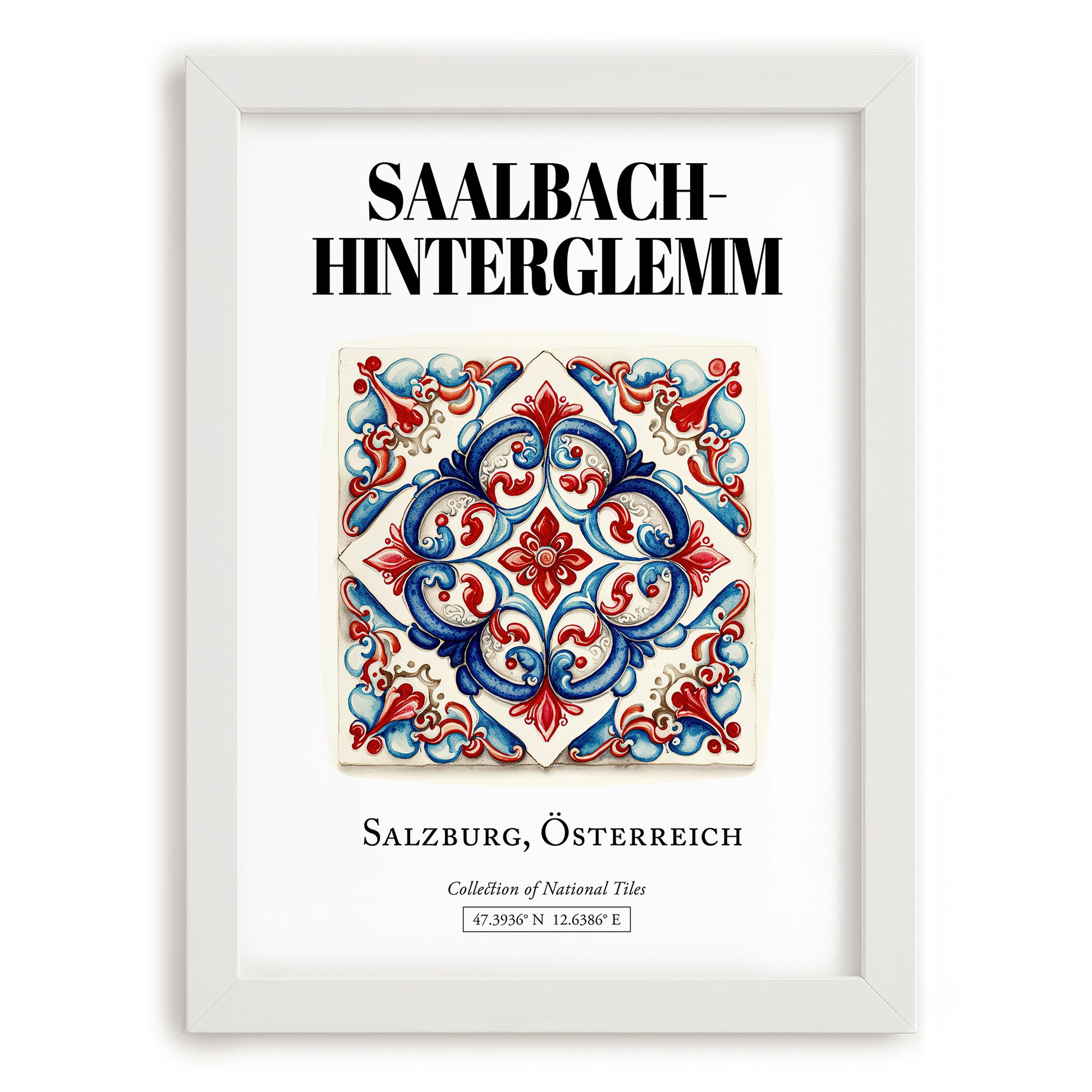 Saalbach-hinterglemm, Austria – Vintage Travel Poster, placed in minimal white frame