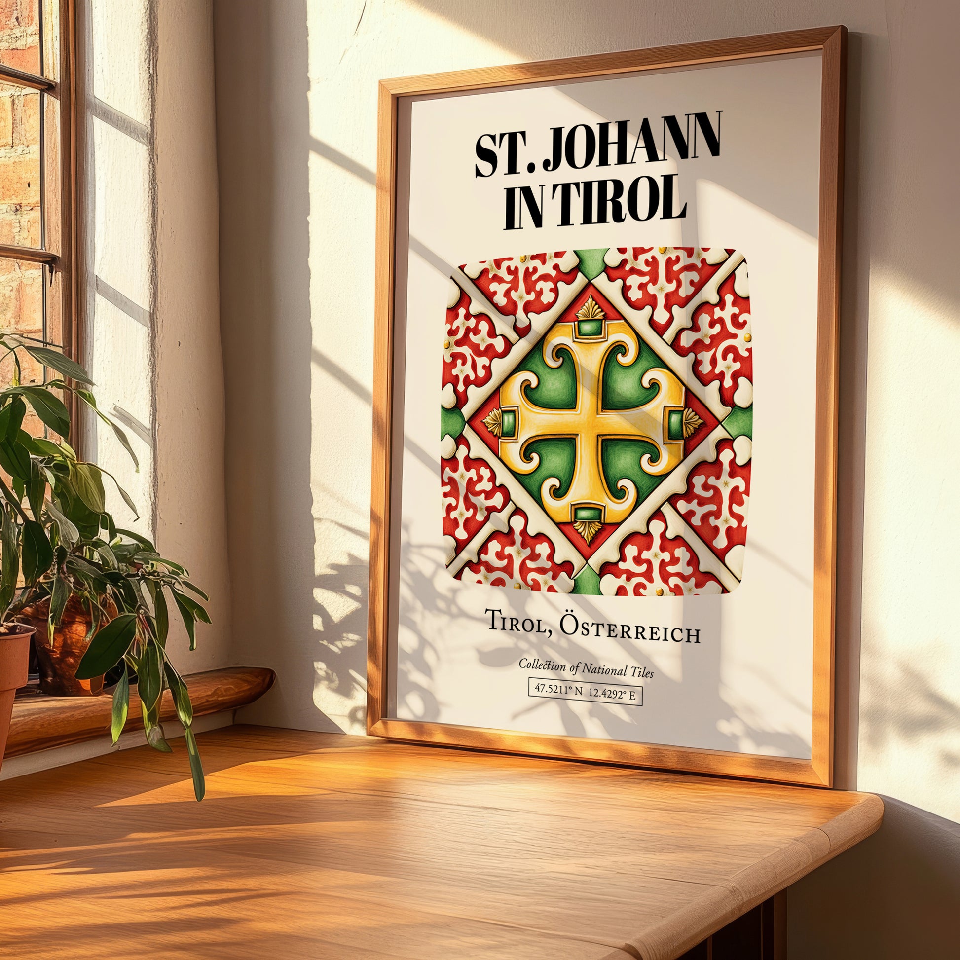 St. Johann In Tirol, Austria – Illustrated Travel Poster, clean layout with no caption