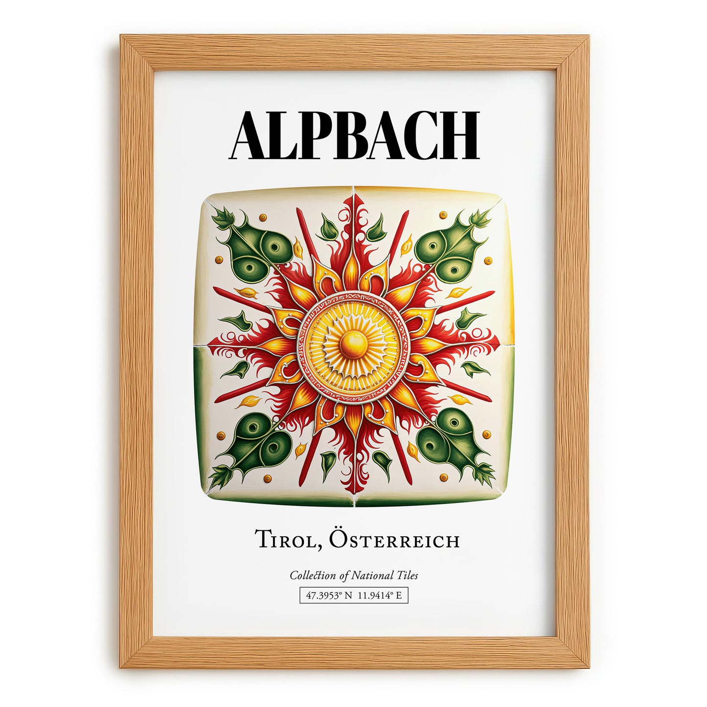 Alpbach, Austria – Travel Poster, set in oak frame