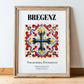 Bregenz, Austria – Illustrated Travel Poster, in wooden frame leaning on the floor