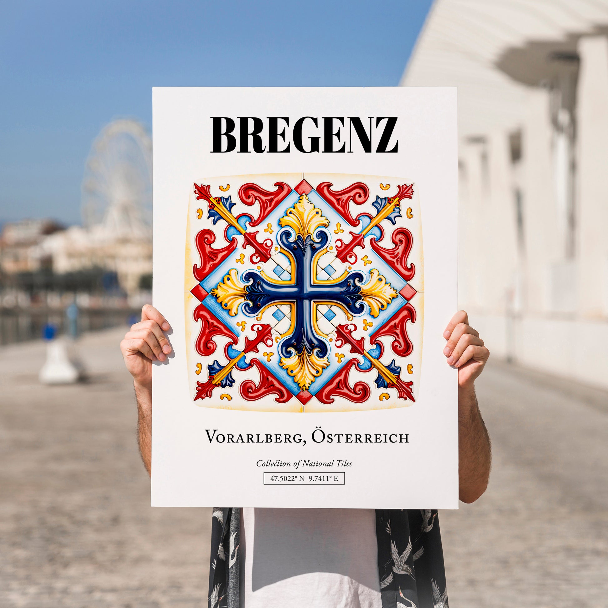 Bregenz, Austria – Illustrated Travel Poster, no-text version framed in wood