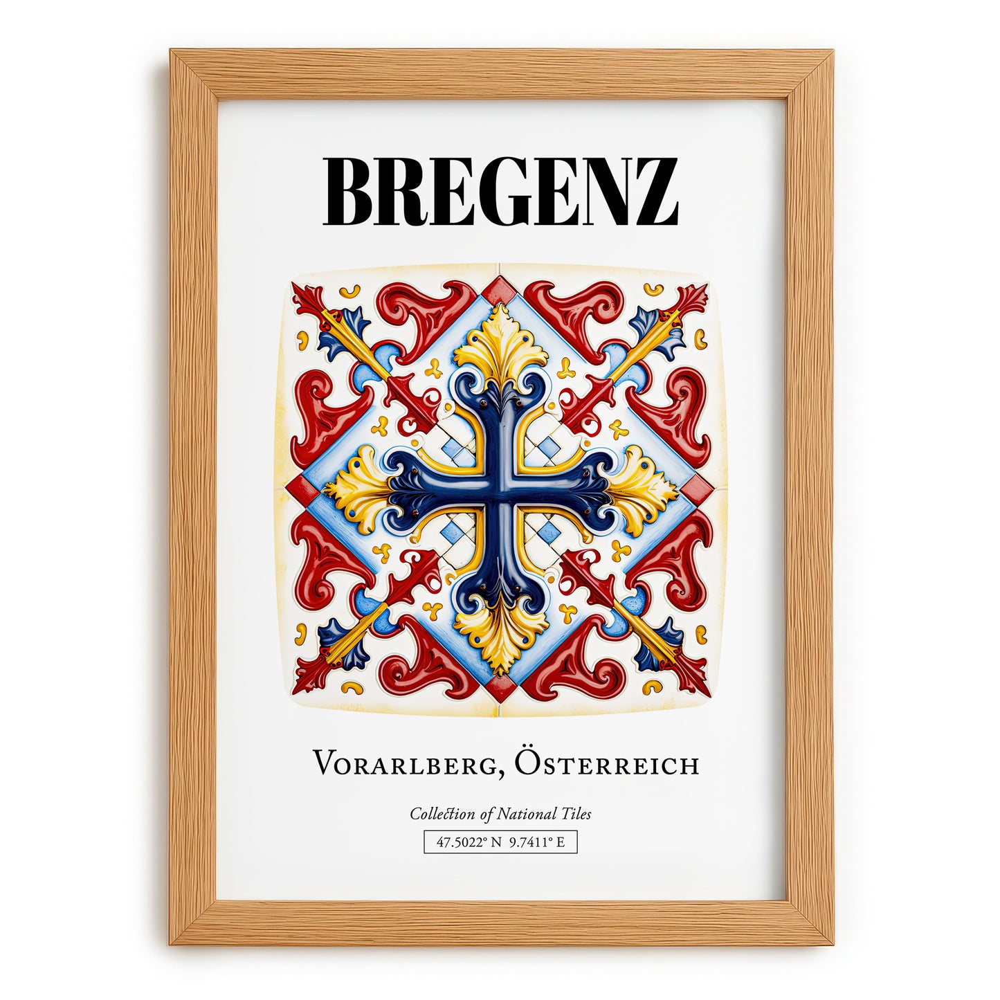Bregenz, Austria – Illustrated Travel Poster, set in oak frame