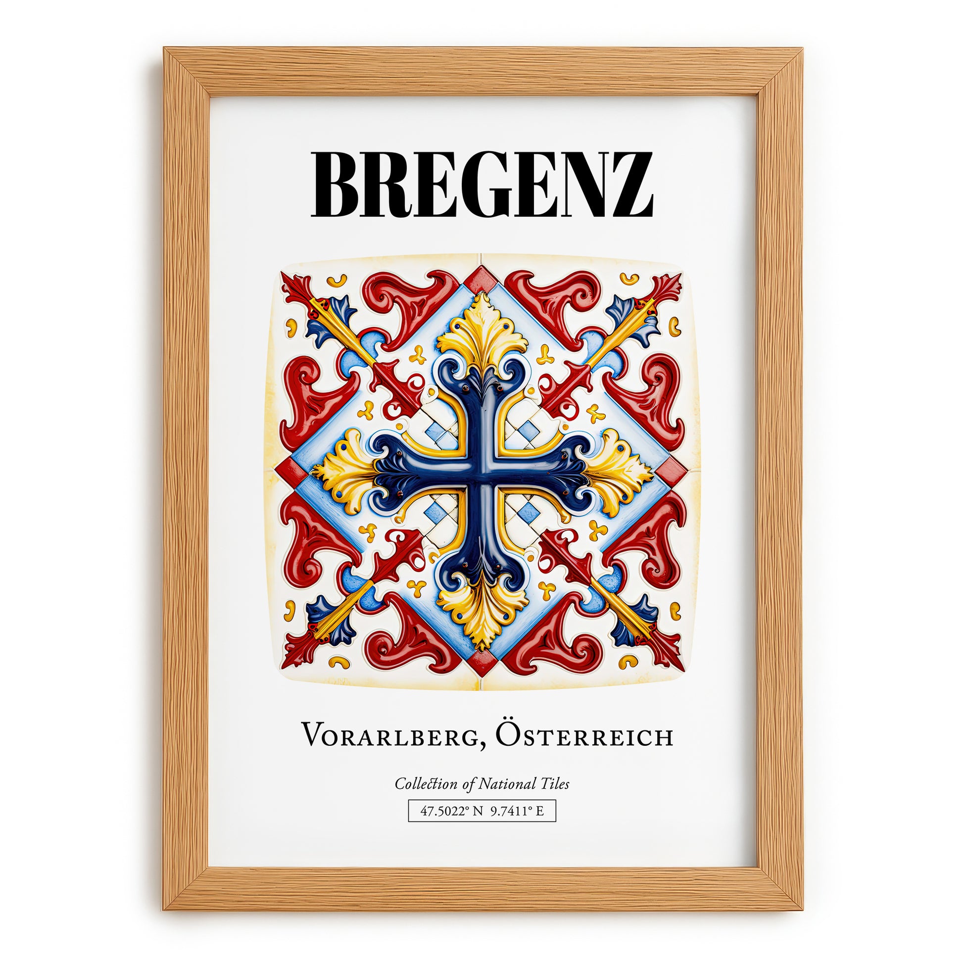 Bregenz, Austria – Illustrated Travel Poster, set in oak frame