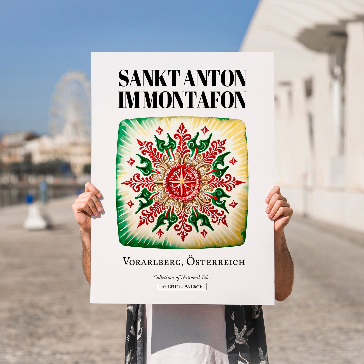 Sankt Anton Im Montafon, Austria – World Travel Art, no-text version framed in wood