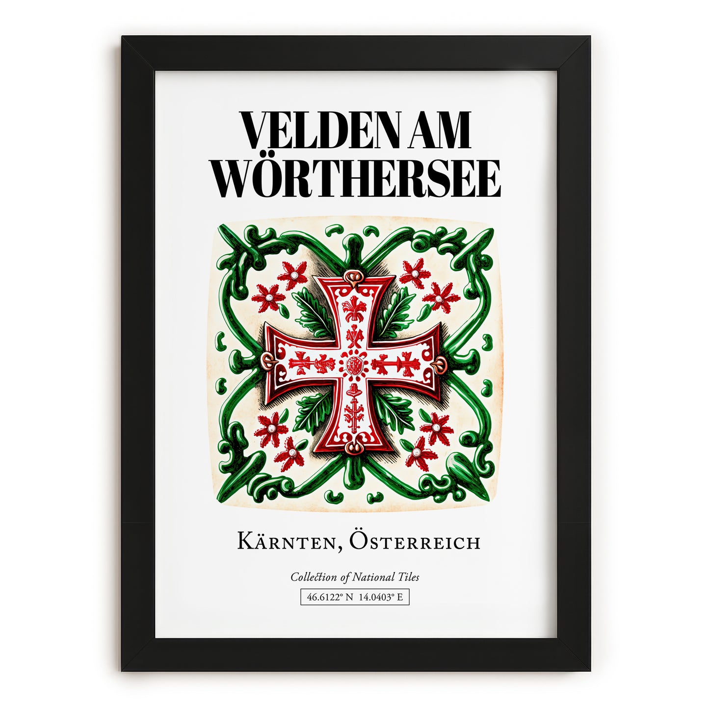 Velden Am Wörthersee, Austria – National Pride Wall Decor, in sleek black frame