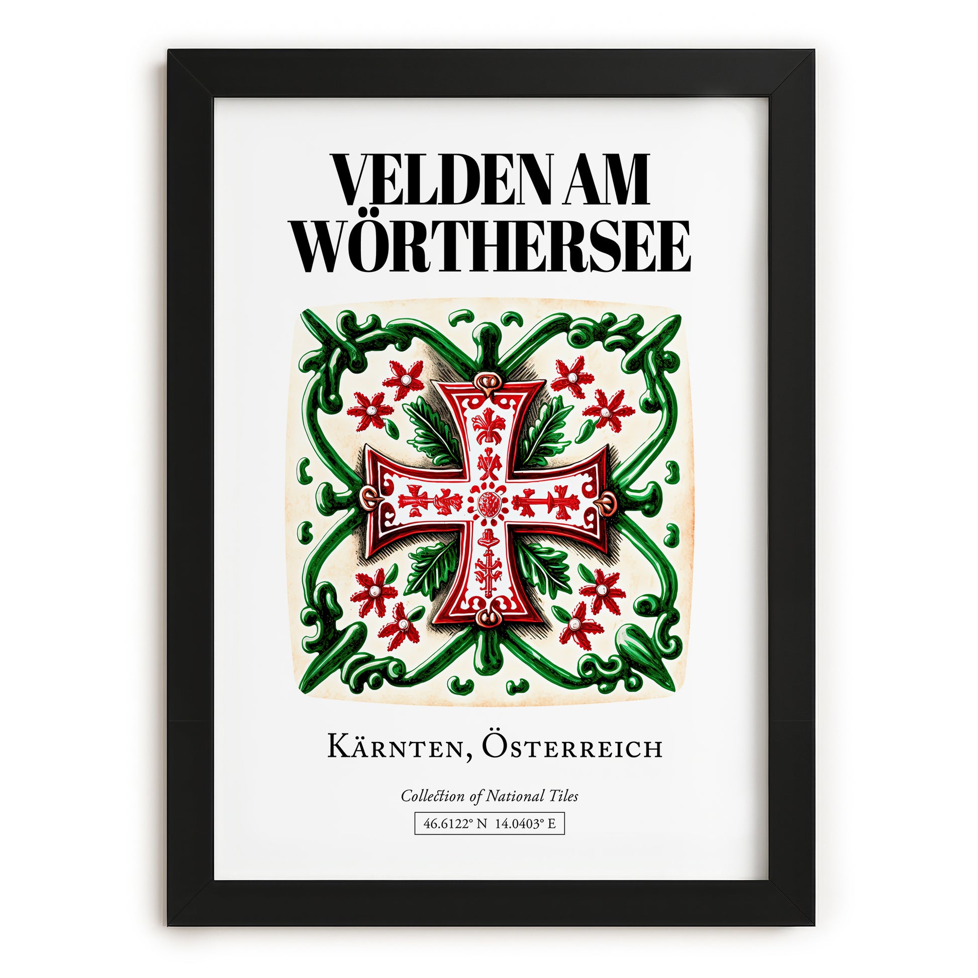 Velden Am Wörthersee, Austria – National Pride Wall Decor, in sleek black frame
