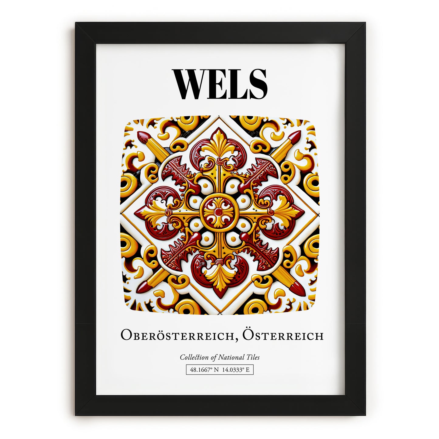 Wels, Austria – Travel Poster, in sleek black frame