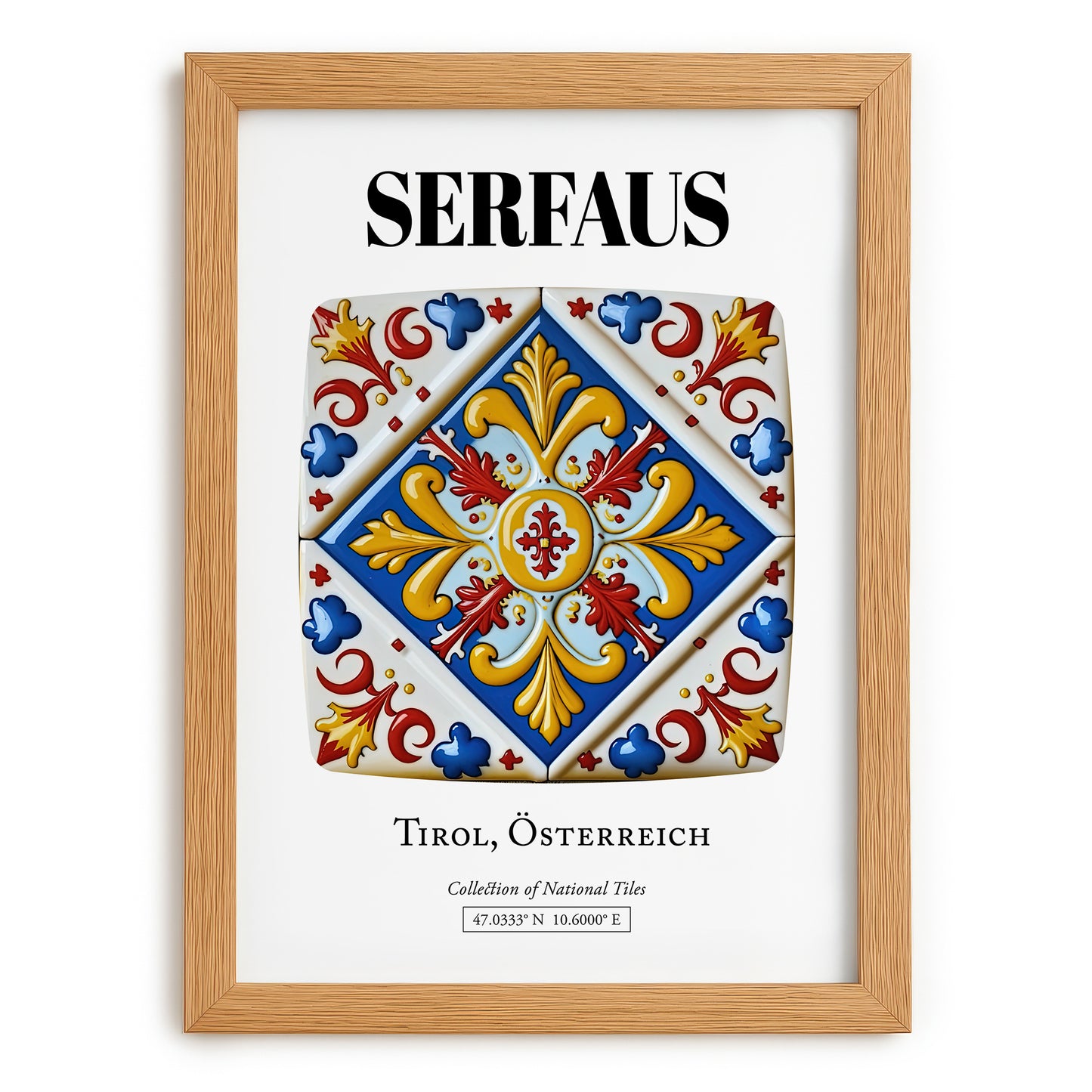 Serfaus, Austria – Global Cities Wall Print, set in oak frame