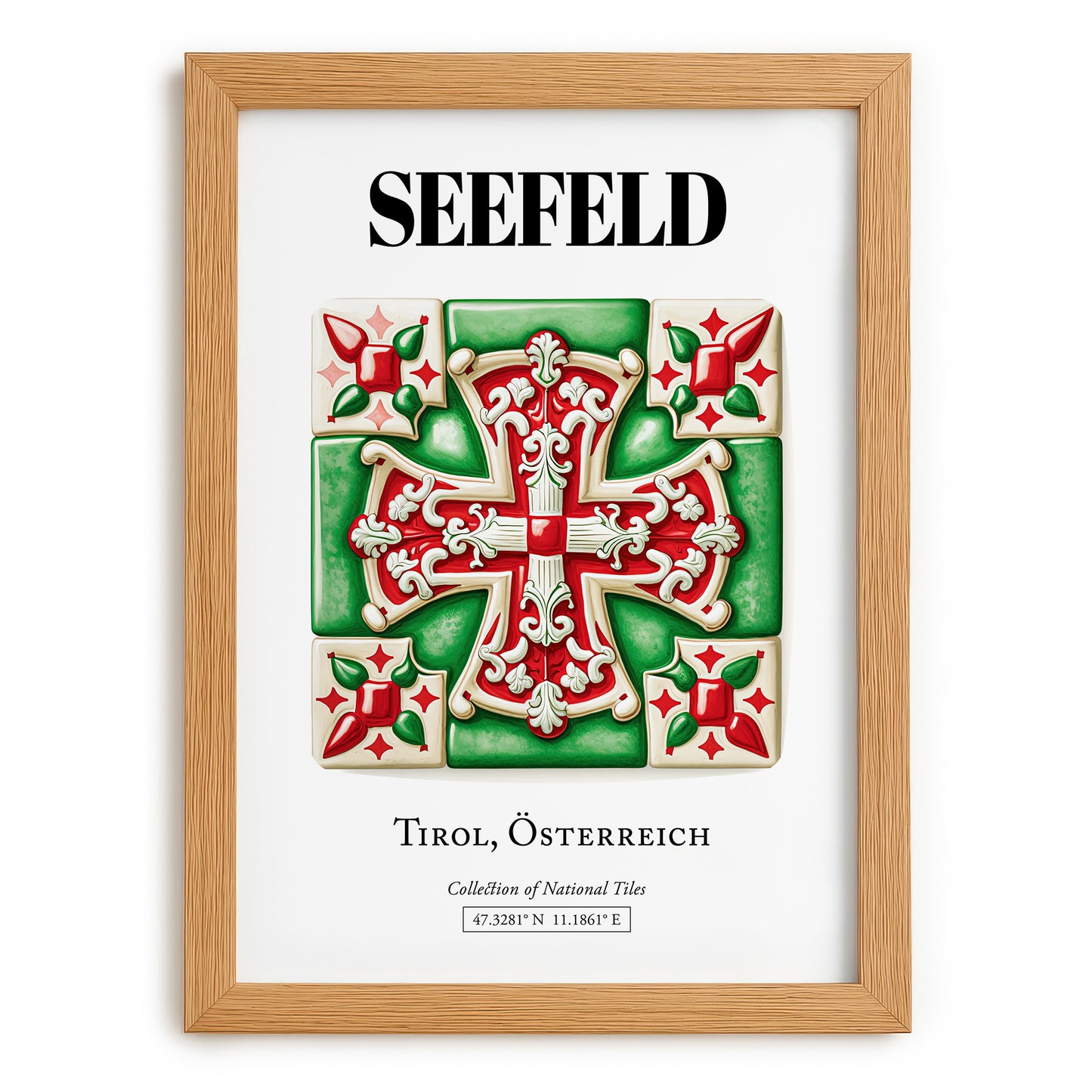 Seefeld, Austria – Travel Poster, set in oak frame