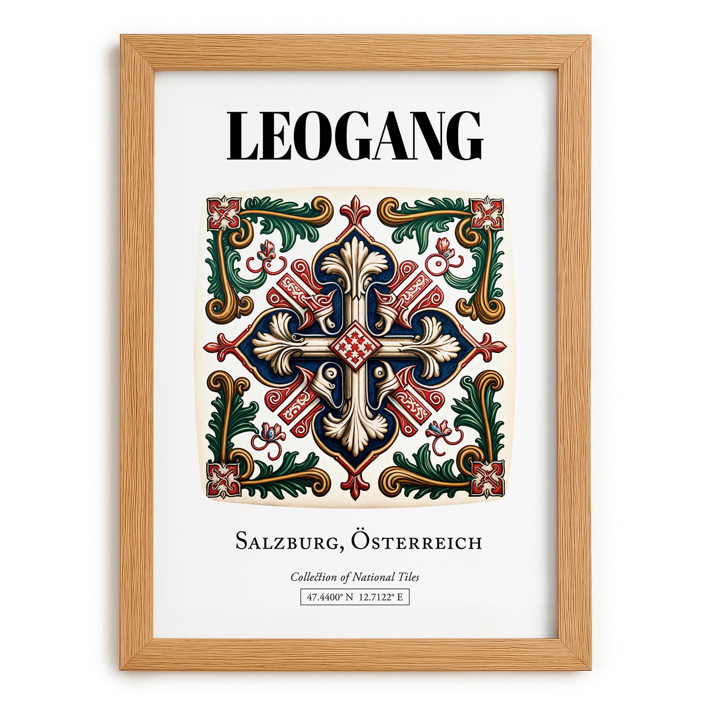 Leogang, Austria – Cultural Heritage Wall Art, set in oak frame