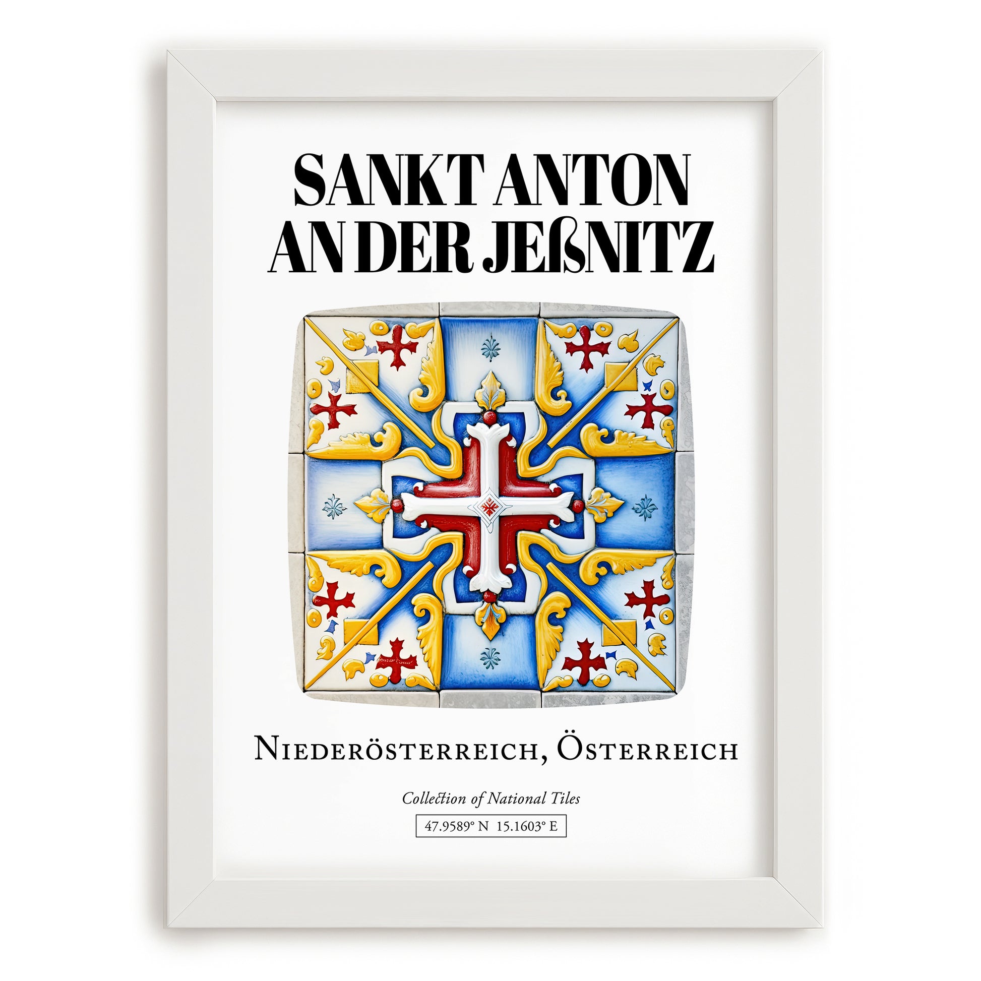 Sankt Anton An Der Jeßnitz, Austria – Travel Print, placed in minimal white frame