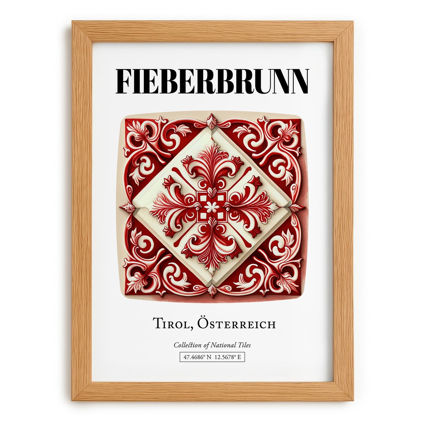 Fieberbrunn, Austria – Tourist Destination Poster, set in oak frame