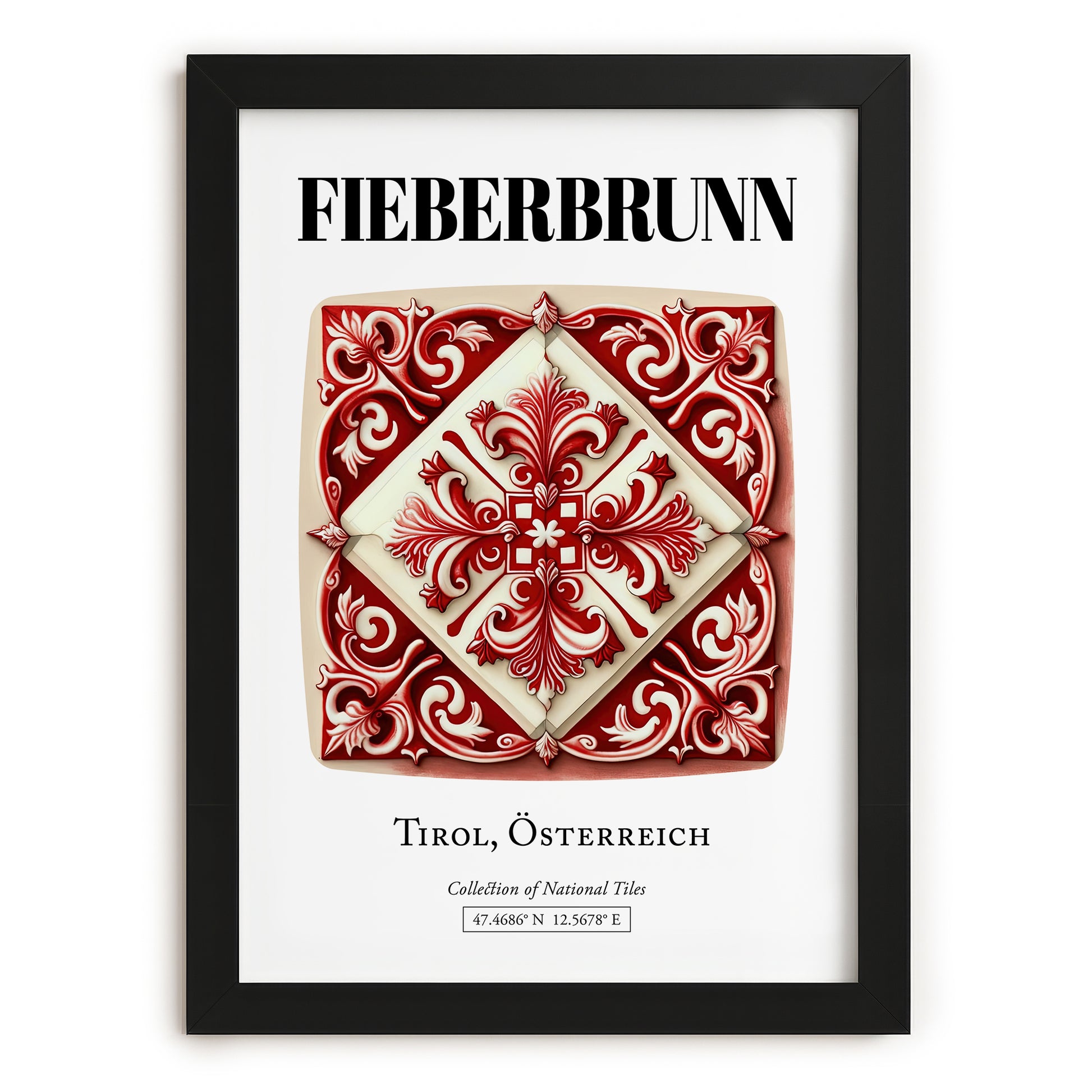 Fieberbrunn, Austria – Tourist Destination Poster, in sleek black frame