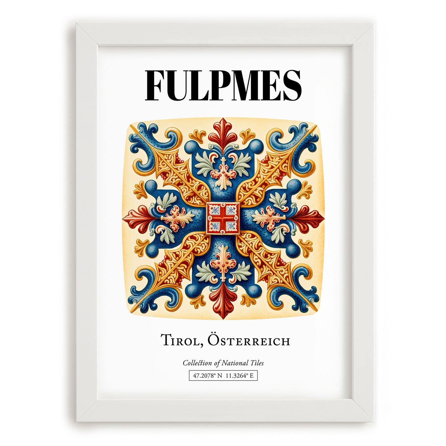 Fulpmes, Austria – Travel Print, placed in minimal white frame