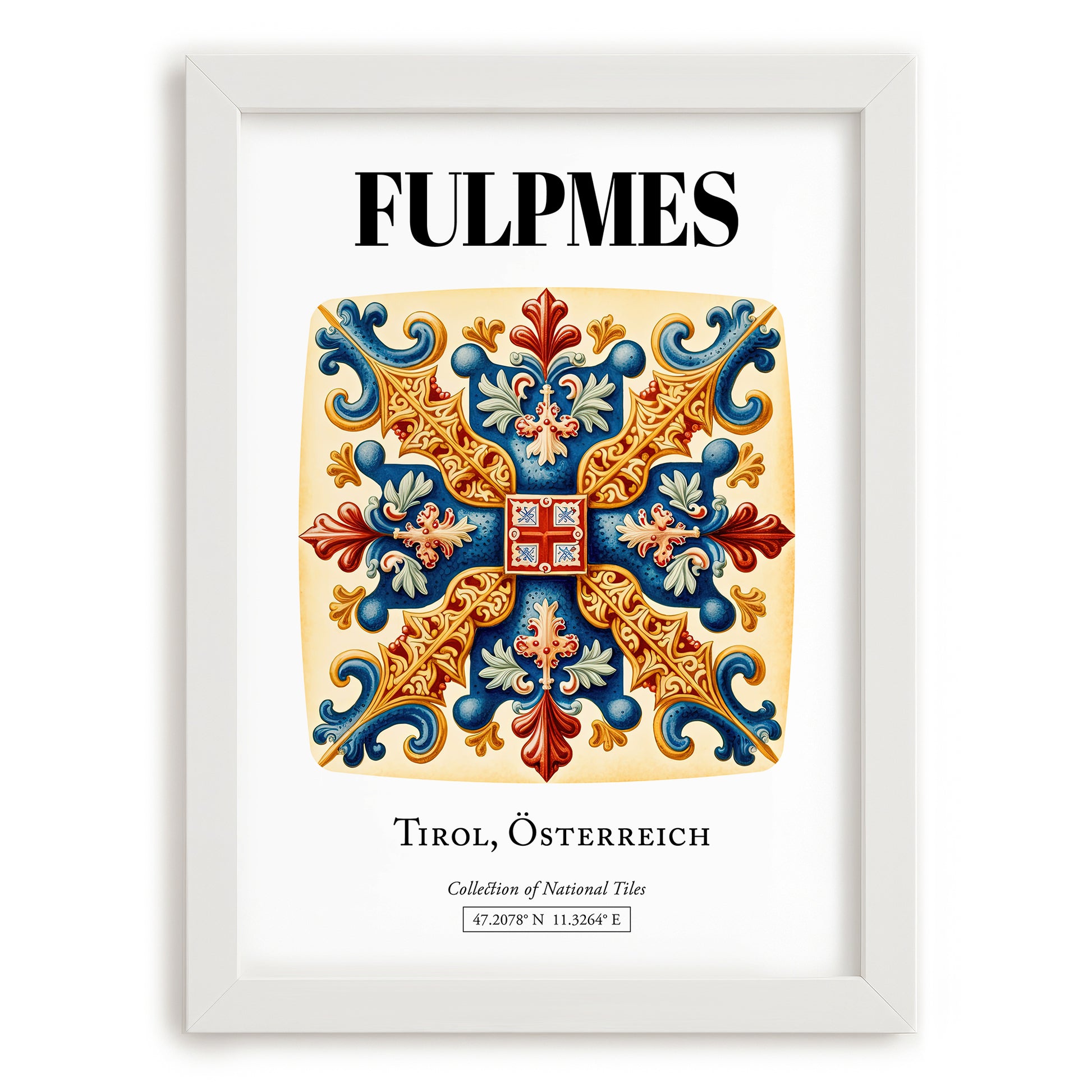 Fulpmes, Austria – Travel Print, placed in minimal white frame