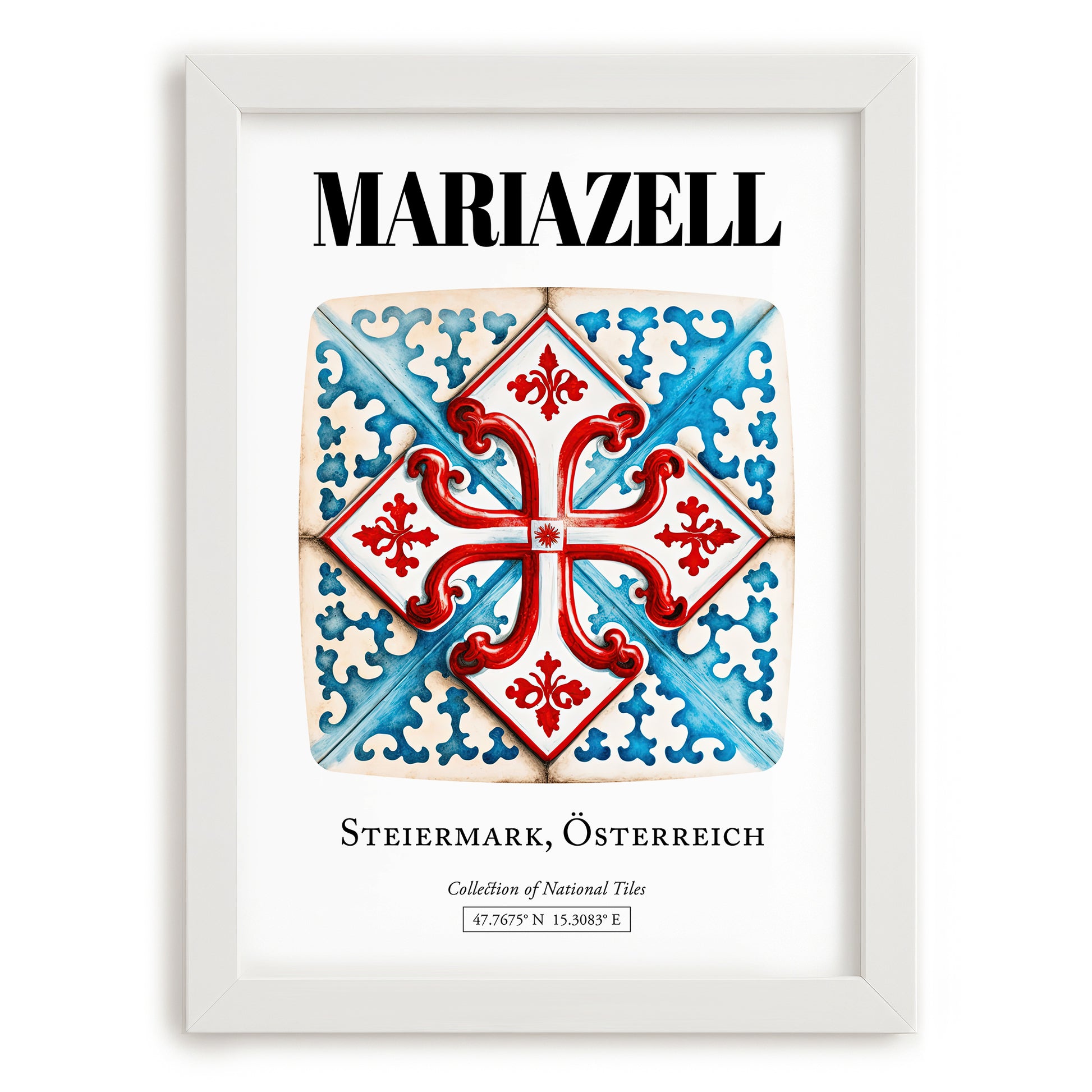 Mariazell, Austria – National Pride Wall Decor, placed in minimal white frame