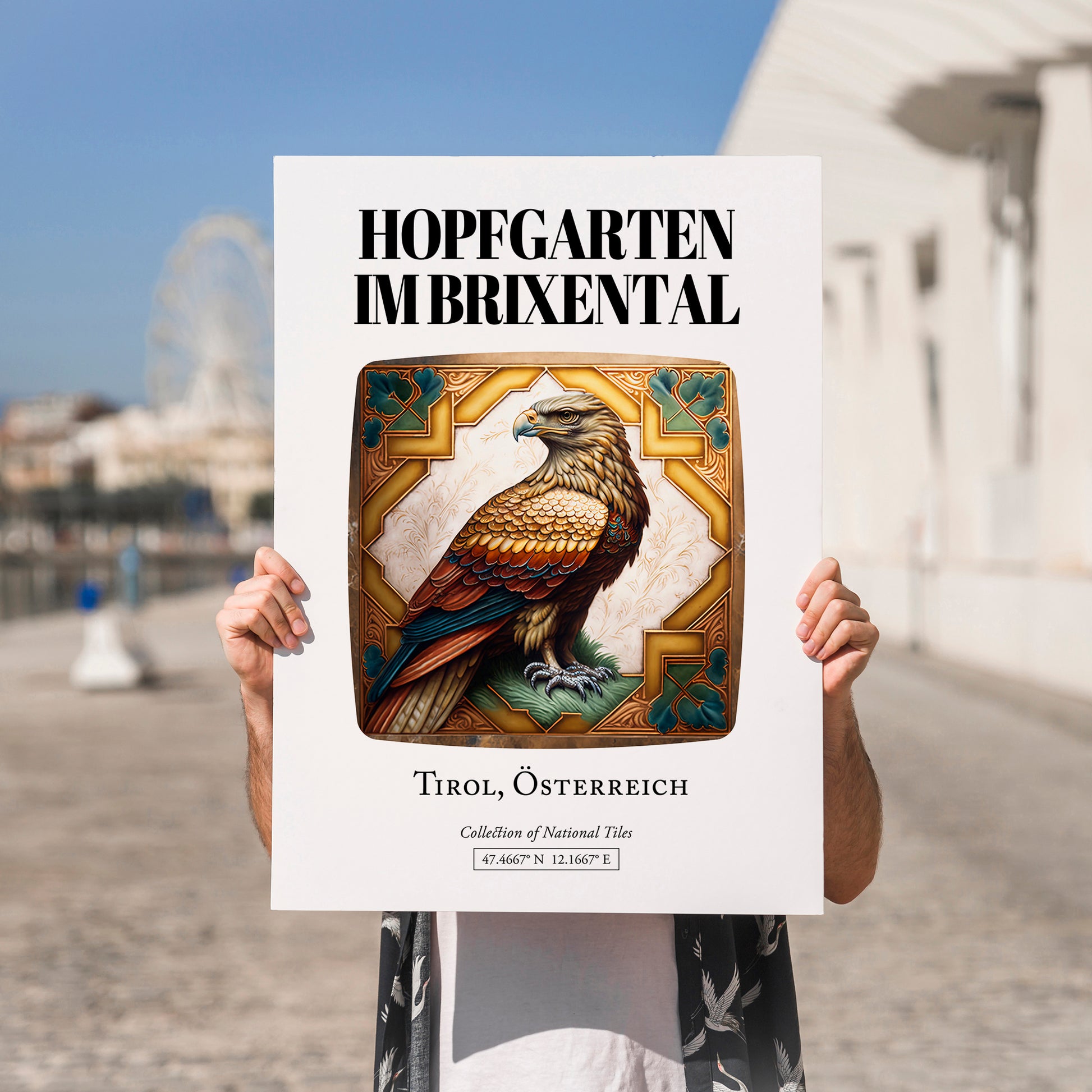 Hopfgarten Im Brixental, Austria – Travel Print, no-text version framed in wood