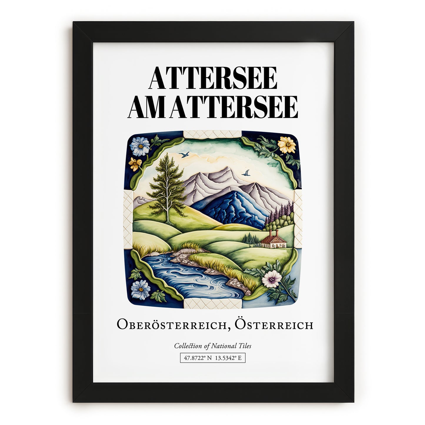 Attersee Am Attersee, Austria – Travel Poster, in sleek black frame