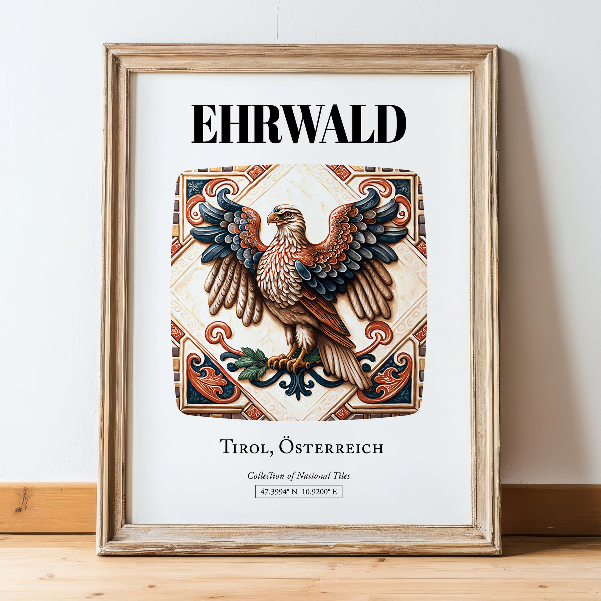 Ehrwald, Austria – Travel Print, in wooden frame leaning on the floor