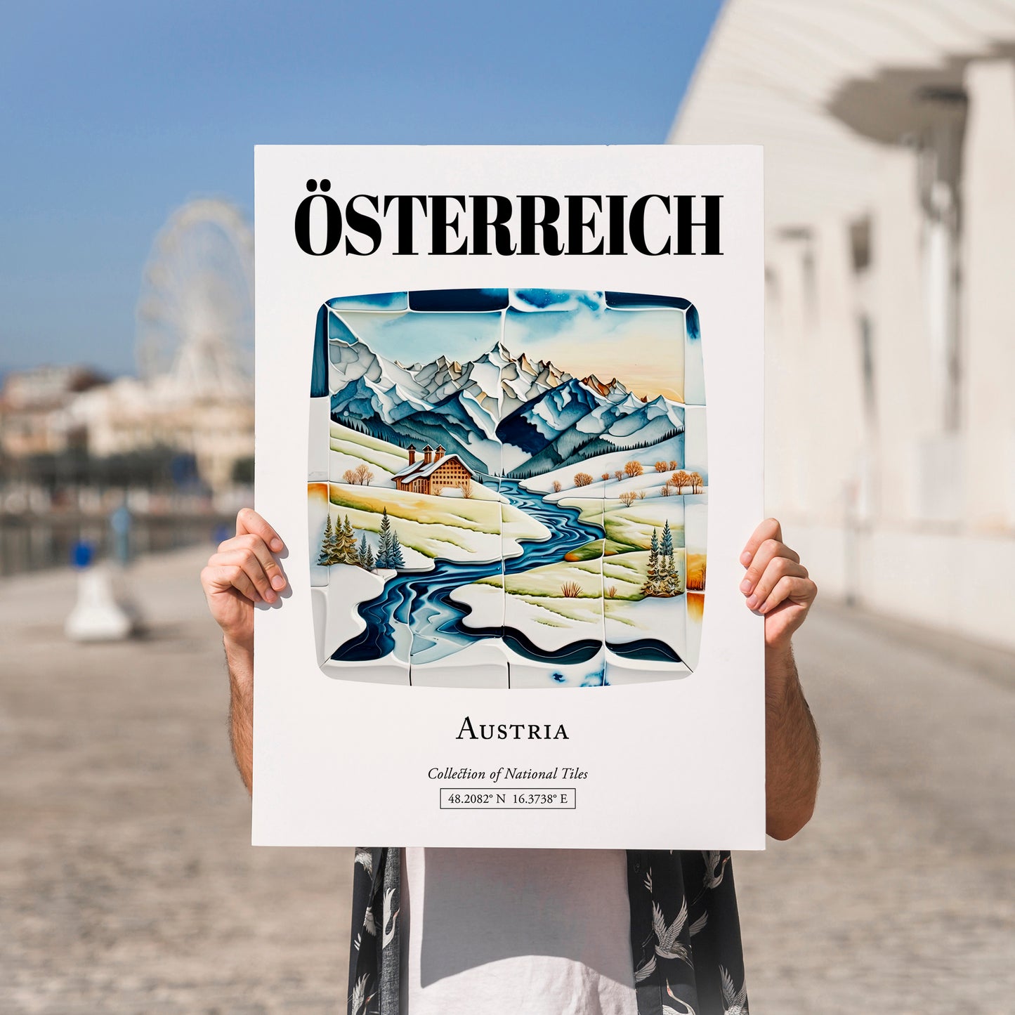 Österreich, Austria – Travel Poster, no-text version framed in wood