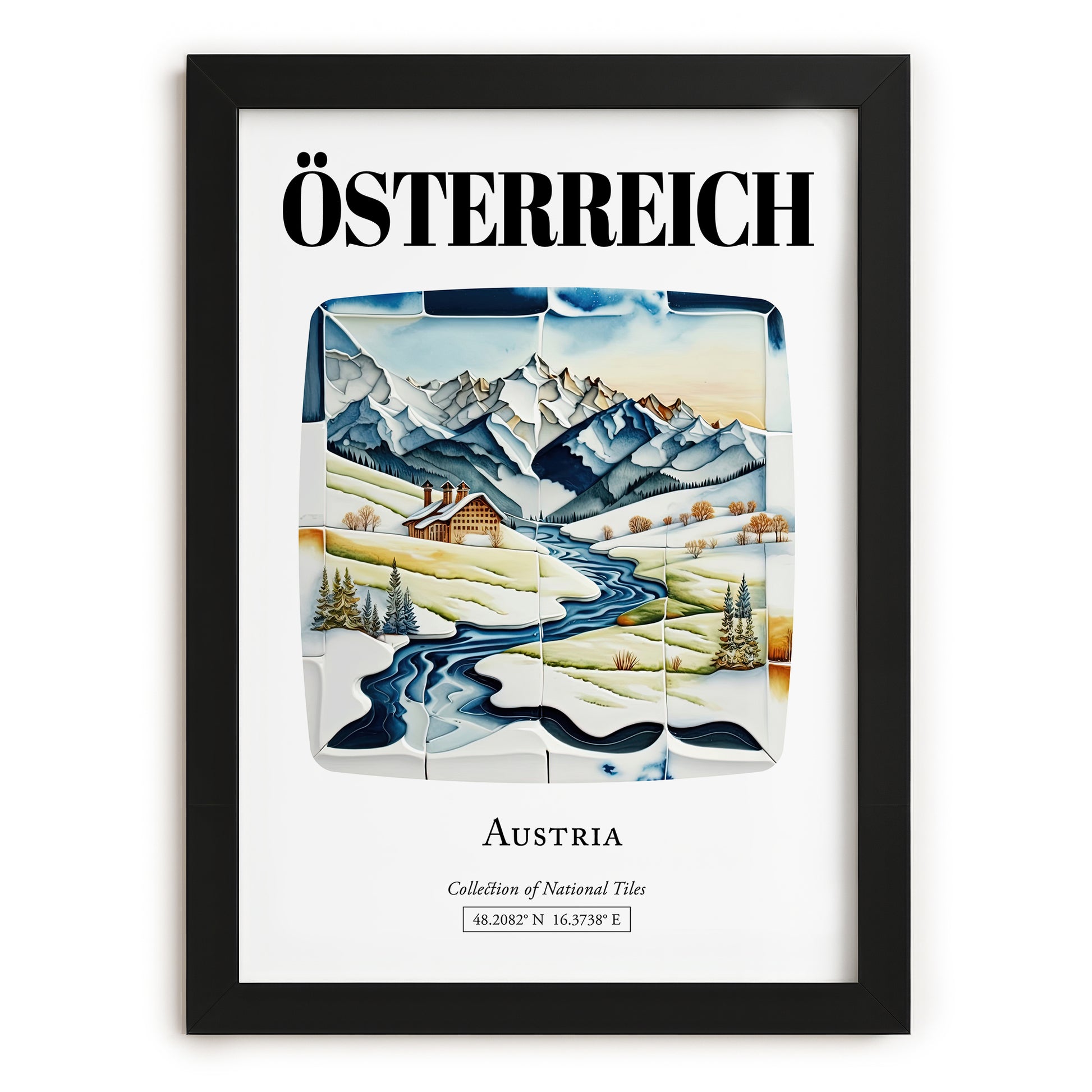Österreich, Austria – Travel Poster, in sleek black frame